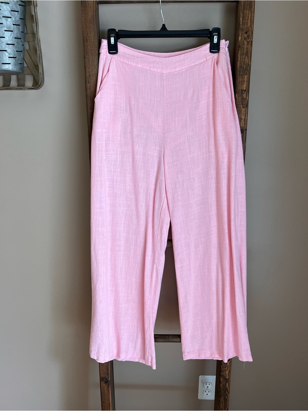 Pink Wide-Leg Side Zip Pants